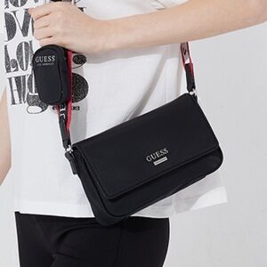GUESS Black and Red Crossbody Bag